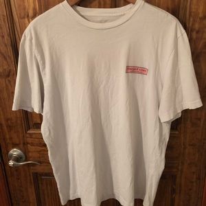 Vineyard Vines White Pink Box Logo Spellout TShirt